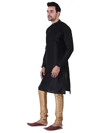 Mens Silk Kurta Pajama Set (42, BLACK)-thumb3