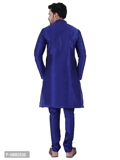 Sadree Men's Silk Kurta Pajama (42, ROYAL BLUE)-thumb2
