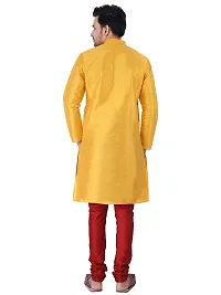 Mens Silk Kurta Pajama Set (38, YELLOW)-thumb1