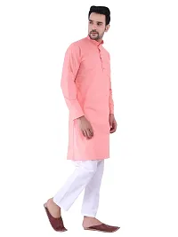 Sadree Men's Cotton Kurta Pyjama Set |Regular Ethinic Wear Indian Dress|Ideal for All Occasions (40, Peach)-thumb1