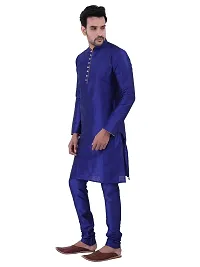 Sadree Men's Silk Kurta Pajama (42, ROYAL BLUE)-thumb3
