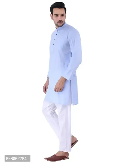 Sadree Men's Cotton Kurta Pyjama Set |Regular Ethinic Wear Indian Dress|Ideal for All Occasions (44, Sky Blue)-thumb3