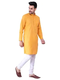 KP Mens Casual Cotton Blend kurta Pajama set for men (42, Orange)-thumb1
