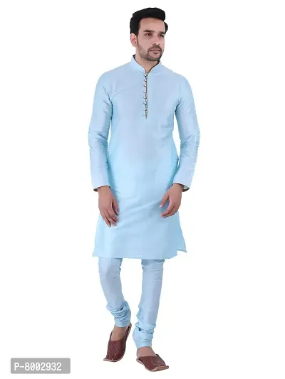 Sadree Men's Silk Kurta Pajama (40, SKY BLUE)-thumb0