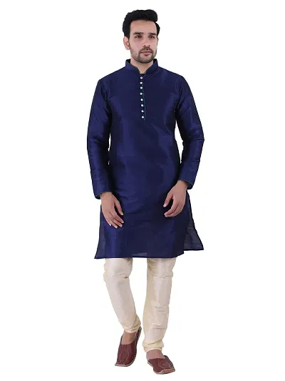 Sadree Men's Traditional Kurta Pajama set (42, blue)