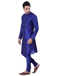 Sadree Men's Silk Kurta  Pant Pyjama Set Multi Design | Mandarian Collor Long Sleeve Dupion Silk Solid Kurta  Pant Pyjama for Men-thumb2