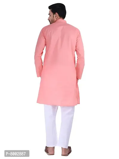 KP Mens Casual Cotton Blend kurta Pajama set for men (36, Peach)-thumb2
