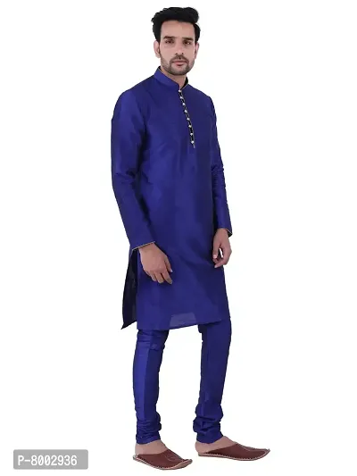 Sadree Men's Silk Kurta Pajama (42, ROYAL BLUE)-thumb3