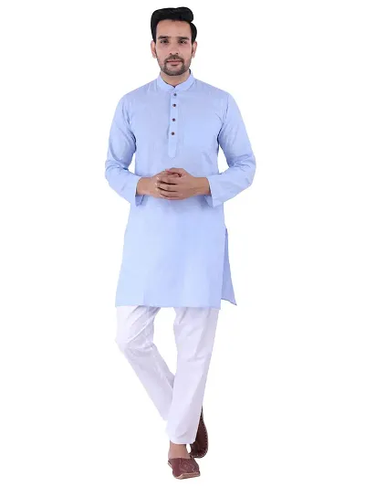 Sadree Men's Cotton Kurta Pyjama Set |Regular Ethinic Wear Indian Dress|Ideal for All Occasions (44, Sky Blue)