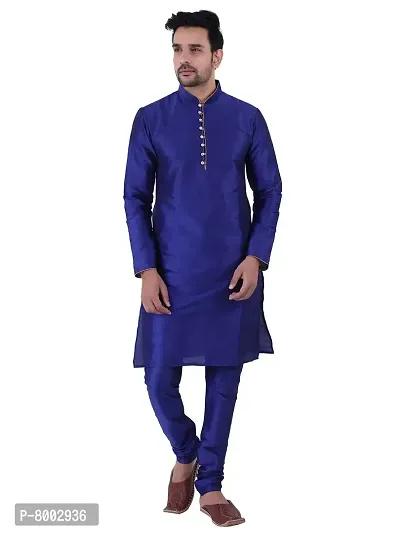 Sadree Men's Silk Kurta Pajama (42, ROYAL BLUE)-thumb0