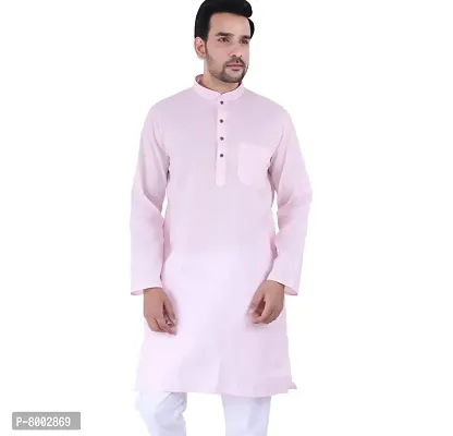Sadree Men's Cotton Kurta Set (Large, Pink)-thumb0