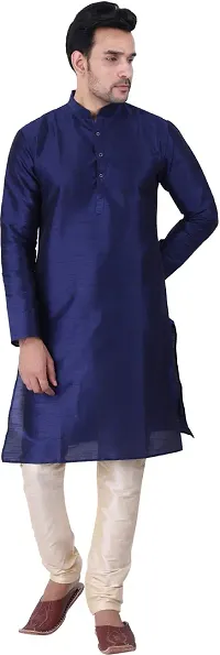 Sadree Men's Traditional Kurta Pajama set (44, blue)