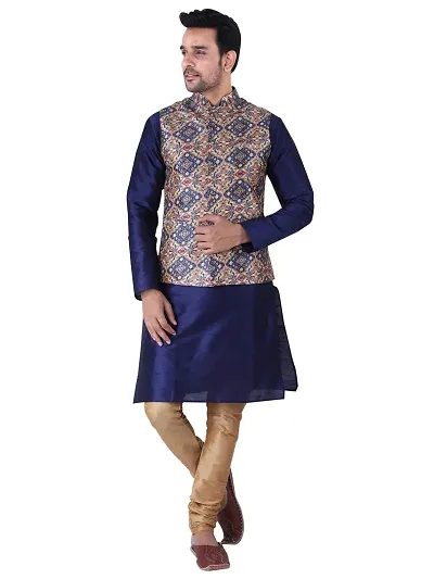 Sadree Men's Traditional Kurta Pajama with Jacket for Men Ethnic Wear Occasion For (Birthday,Wedding, Ceremony, Casual, Engagement) |Jacket Kurta Pyjama Set