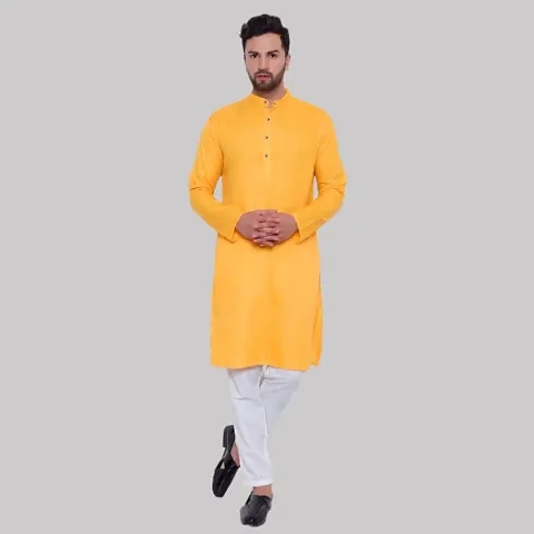 Stylish Festive Wear Blend Solid Kurta Pajama Set For Men