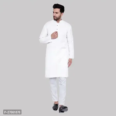 Stylish Urban Casual Long Trendy Indian Traditional Wear Mens Cotton Kurta Pyjama Set