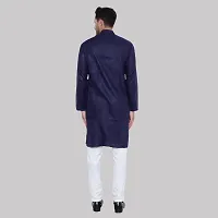 Stylish Urban Casual Long Trendy Indian Traditional Wear Mens Cotton Kurta Pyjama Set-thumb1