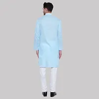 Stylish Urban Casual Long Trendy Indian Traditional Wear Mens Cotton Kurta Pyjama Set-thumb1