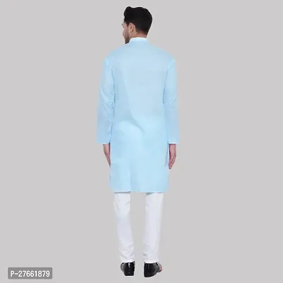 Stylish Urban Casual Long Trendy Indian Traditional Wear Mens Cotton Kurta Pyjama Set-thumb2