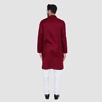 Stylish Urban Casual Long Trendy Indian Traditional Wear Mens Cotton Kurta Pyjama Set-thumb1