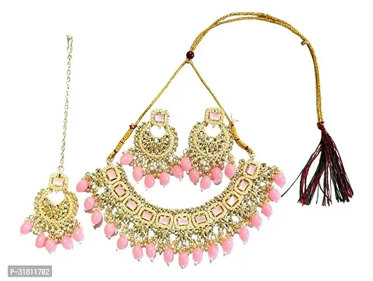 Stylish Pink Alloy Jewellery Set For Women-thumb0