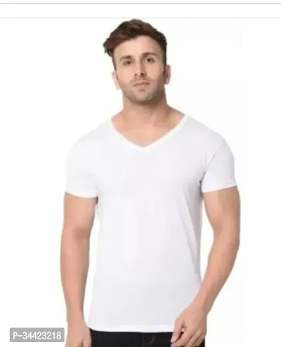 Stylish Polyester Solid V Neck T-Shirt for Men-thumb0