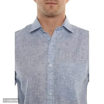 Men's Solid Swadeshi Cotton Full Sleeves Regular Fit Shirt Navrang Blue (XL, Light Blue)-thumb5