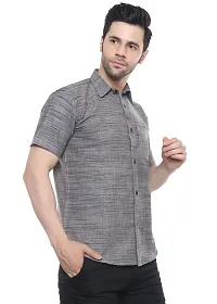 SWADESHI COLLECTION Men's Solid Jharna Cotton Half Sleeves Regular Fit Shirt (M, Grey)-thumb1