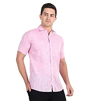 Men's Plain Solid Khadi Cotton Half Sleeves Regular Fit Shirt (Size 42) (Baby-Pink)-thumb4