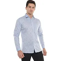 Men's Solid Swadeshi Cotton Full Sleeves Regular Fit Shirt Navrang Blue (XL, Light Blue)-thumb3