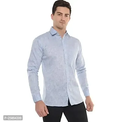 Men's Solid Swadeshi Cotton Full Sleeves Regular Fit Shirt Navrang Blue (XL, Light Blue)-thumb4