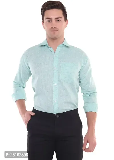 SWADESHI COLLECTION Men's Plain Cotton Full Sleeves Regular Fit Shirt (M, Green)