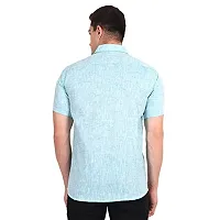 Men's Plain Solid Khadi Cotton Half Sleeves Regular Fit Shirt (Size 42) (Sky-Blue)-thumb4