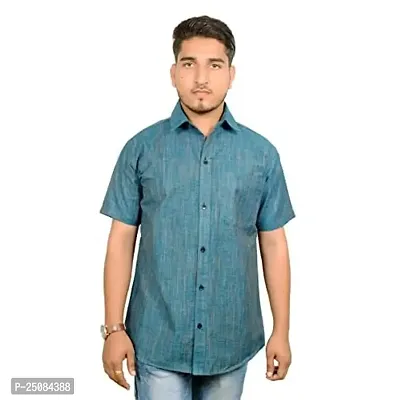 Men's Plain Solid Cotton Half Sleeves Regular Fit Shirt (Maroon)