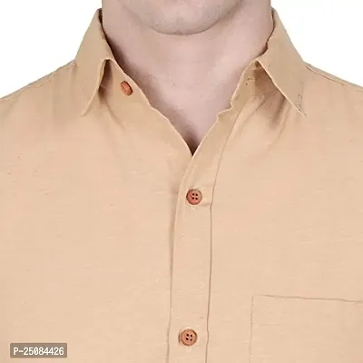 Men's Plain Solid Cotton Half Sleeves Regular Fit Shirt-thumb4