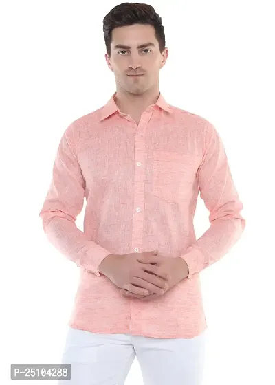 SWADESHI COLLECTION Men's Plain Cotton Full Sleeves Regular Fit Shirt (M, Orange)