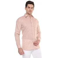 Men's Solid Swadeshi Cotton Full Sleeves Regular Fit Shirt Navrang Light Brown (M, Light Brown)-thumb3