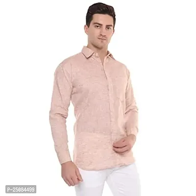 Men's Solid Swadeshi Cotton Full Sleeves Regular Fit Shirt Navrang Light Brown (M, Light Brown)-thumb4