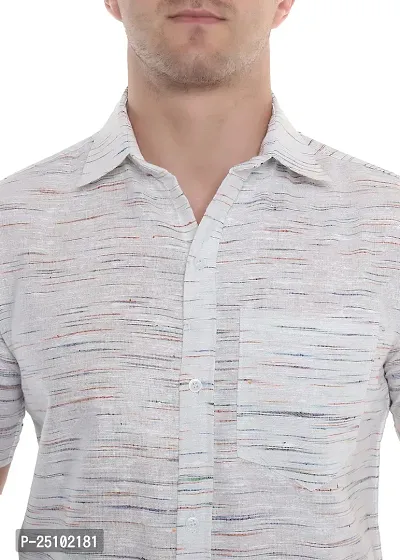 Men's Cotton Half Sleeves Regular Fit Shirt (White Andi) (40, White)-thumb5