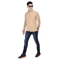Men's Plain Solid Cotton Half Sleeves Regular Fit Shirt-thumb1