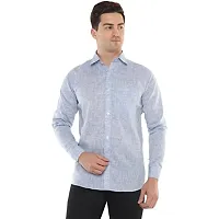 Men's Solid Swadeshi Cotton Full Sleeves Regular Fit Shirt Navrang Blue (46, Light Blue)-thumb1