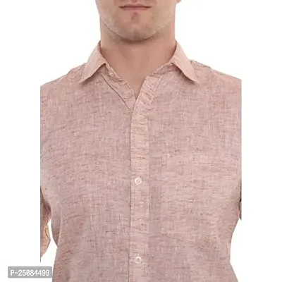 Men's Solid Swadeshi Cotton Full Sleeves Regular Fit Shirt Navrang Light Brown (M, Light Brown)-thumb5