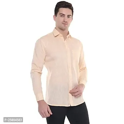 Men's Solid Swadeshi Cotton Full Sleeves Regular Fit Shirt Navrang Light Yellow (M, Light Yellow)-thumb4