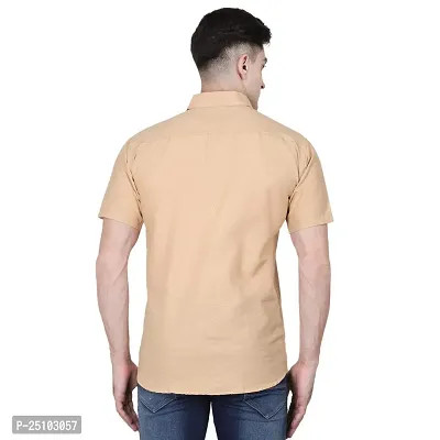Swadeshi Collection Presents Men's Plain Solid Cotton Half Sleeves Regular Fit Shirt (46, Dark Peach)-thumb3