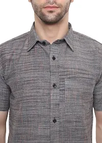 SWADESHI COLLECTION Men's Solid Jharna Cotton Half Sleeves Regular Fit Shirt (M, Grey)-thumb2