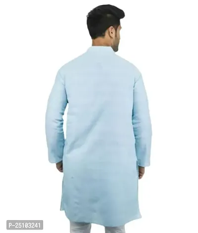 SWADESHI COLLECTION Men's Full Sleeve Cotton Ethnic Wear Regular Long Kurta Sky Blue (M, Sky Blue)-thumb3