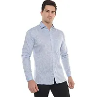 Men's Solid Swadeshi Cotton Full Sleeves Regular Fit Shirt Navrang Blue (46, Light Blue)-thumb3