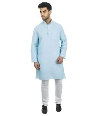 SWADESHI COLLECTION Men's Full Sleeve Cotton Ethnic Wear Regular Long Kurta Sky Blue (M, Sky Blue)-thumb3