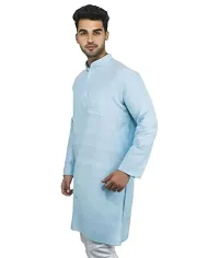 SWADESHI COLLECTION Men's Full Sleeve Cotton Ethnic Wear Regular Long Kurta Sky Blue (M, Sky Blue)-thumb1