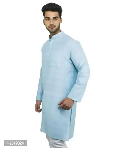 SWADESHI COLLECTION Men's Full Sleeve Cotton Ethnic Wear Regular Long Kurta Sky Blue (M, Sky Blue)-thumb2