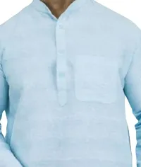 SWADESHI COLLECTION Men's Full Sleeve Cotton Ethnic Wear Regular Long Kurta Sky Blue (M, Sky Blue)-thumb4